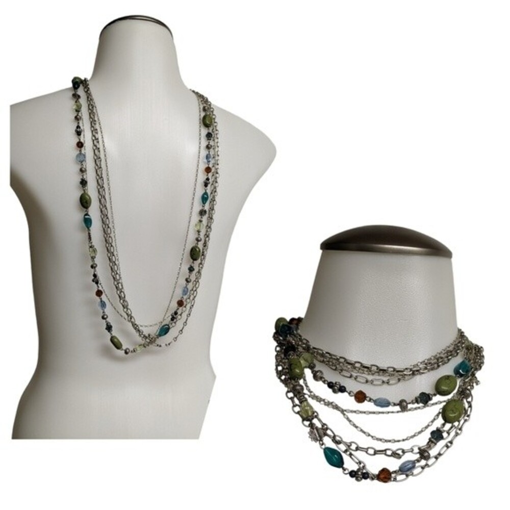 Premier Designs Multi-strands Beads & Silver Necklace